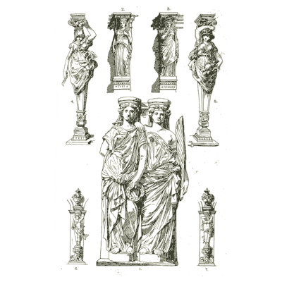 Caryatids and herms - Handbook of Ornament - 1900