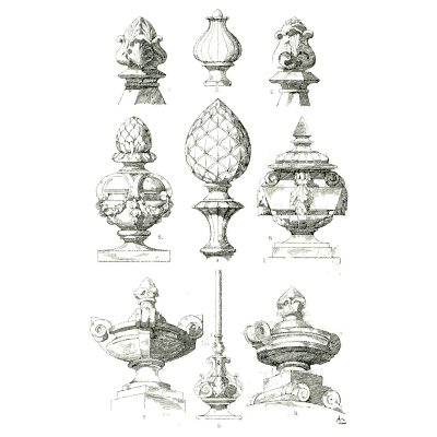 Finials and covered urns - Handbook of Ornament - 1900