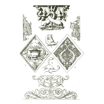 Grotesque ornaments and lozenges - Handbook of Ornament - 1900