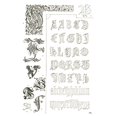 Gothic blackletter alphabet - Handbook of Ornament - 1900