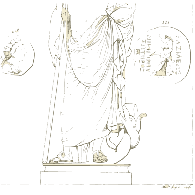 Draped statue with a dolphin - Galerie Mythologique, Volume 1 - 1811