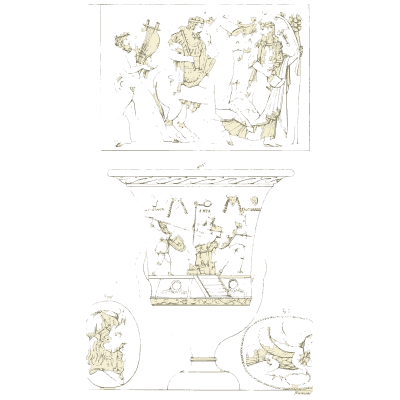 Relief of figures above a carved table - Galerie Mythologique, Volume 1 - 1811