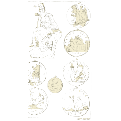 Seated draped figure among coins 01 - Galerie Mythologique, Volume 1 - 1811