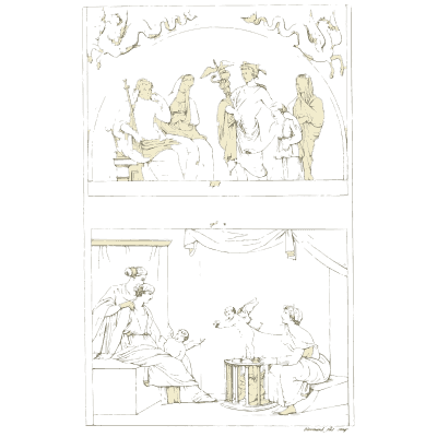 Framed reliefs of figures at an altar - Galerie Mythologique, Volume 1 - 1811