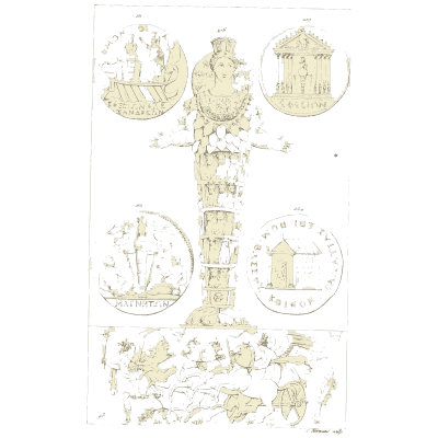 Artemis of Ephesus idol among coins - Galerie Mythologique, Volume 1 - 1811