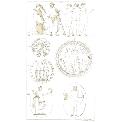 Three Graces above medallions - Galerie Mythologique, Volume 1 - 1811