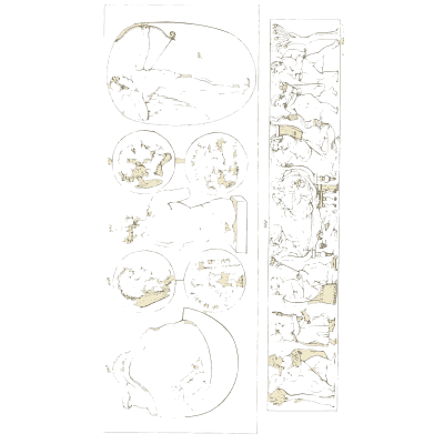 Oval gem and coins beside a frieze - Galerie Mythologique, Volume 1 - 1811
