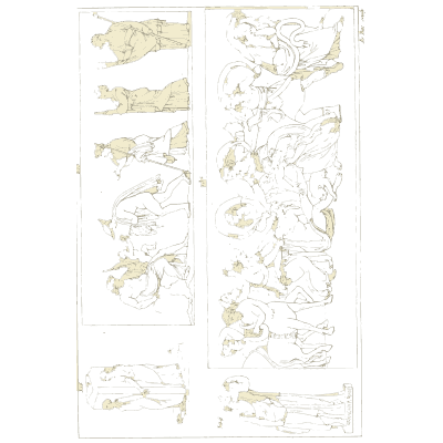 Panels of horsemen and standing figures - Galerie Mythologique, Volume 1 - 1811