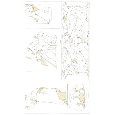 Horseman and standing figures in panels - Galerie Mythologique, Volume 1 - 1811