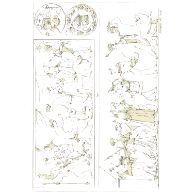 Coins above friezes with a horse - Galerie Mythologique, Volume 1 - 1811