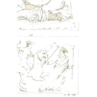 Figure on clouds above a scene with a lion - Galerie Mythologique, Volume 1 - 1811