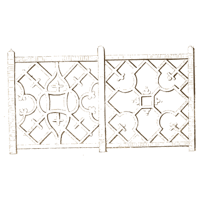 Lattice railing with quatrefoils - The Carpenter's Companion for Chinese Railing and Gates - 1765
