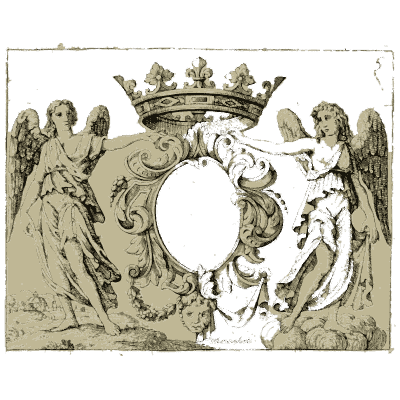 Crowned cartouche held by angels 01 - Nouveau Livre de Dessins de Blasons et Ornements - 1695