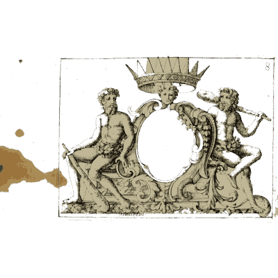 Crown lifted over an oval frame - Nouveau Livre de Dessins de Blasons et Ornements - 1695