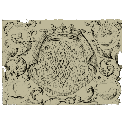 Cipher panel with emblem roundels - Nouveau Livre de Dessins de Blasons et Ornements - 1695