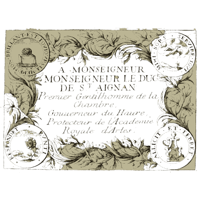 Dedication panel with emblem roundels - Nouveau Livre de Dessins de Blasons et Ornements - 1695