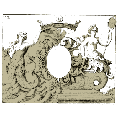 Shell-crested cartouche with siren - Nouveau Livre de Dessins de Blasons et Ornements - 1695