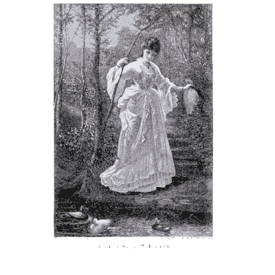Woman in a garden - Peterson's Magazine - 1848