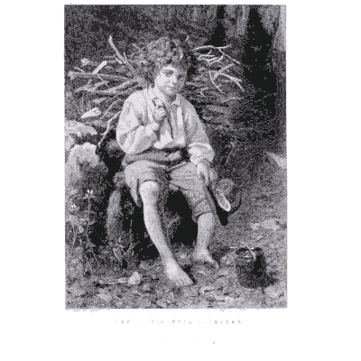 Boy resting on firewood 02 - Peterson's Magazine - 1848