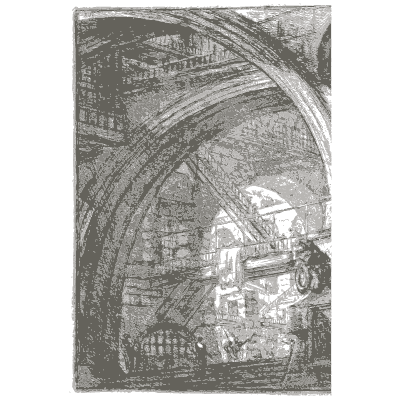 Spoked wheel under a great prison arch - Carceri d'Invenzione - 1761