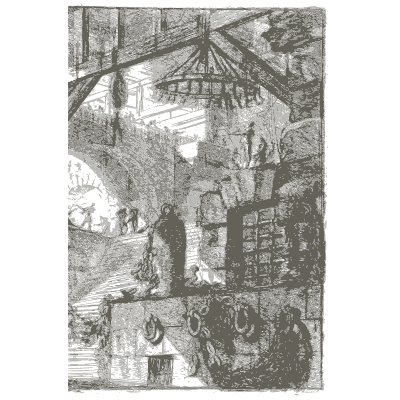 Prison hall with racks and beams - Carceri d'Invenzione - 1761