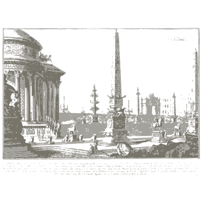 Harbour with an obelisk and round temple - Opere Varie di Architettura - 1750