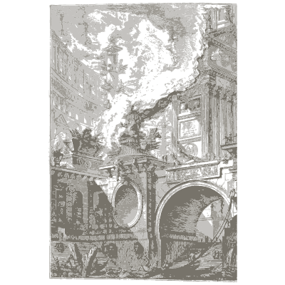 Broken bridge with smoke behind - Opere Varie di Architettura - 1750