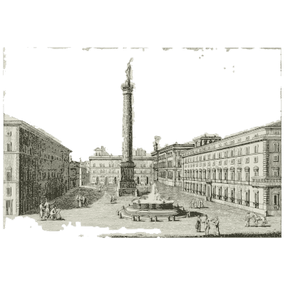 Carved column in a piazza 02 - Raccolta di 50 Vedute Antiche e Moderne della Citta di Roma - 1800