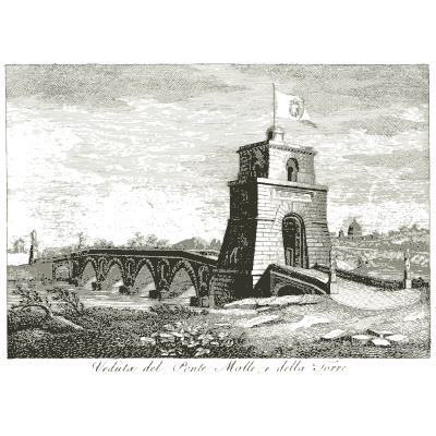 Ponte Molle and its tower 02 - Raccolta di 50 Vedute Antiche e Moderne della Citta di Roma - 1800