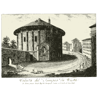 Temple of Vesta 02 - Raccolta di 50 Vedute Antiche e Moderne della Citta di Roma - 1800