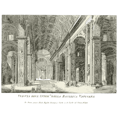 Interior of Saint Peters 02 - Raccolta di 50 Vedute Antiche e Moderne della Citta di Roma - 1800