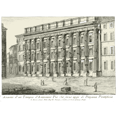 Temple of Antoninus Pius 02 - Raccolta di 50 Vedute Antiche e Moderne della Citta di Roma - 1800