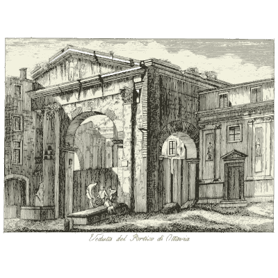 Portico of Octavia 02 - Raccolta di 50 Vedute Antiche e Moderne della Citta di Roma - 1800