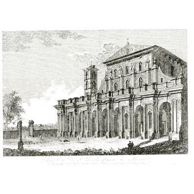 Front of San Paolo fuori le Mura - Raccolta di 50 Vedute Antiche e Moderne della Citta di Roma - 1800