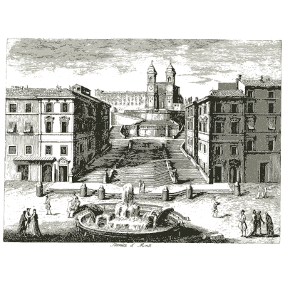 Spanish Steps 02 - Raccolta di 50 Vedute Antiche e Moderne della Citta di Roma - 1800