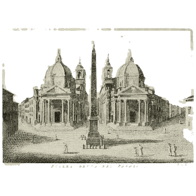 Piazza del Popolo 02 - Raccolta di 50 Vedute Antiche e Moderne della Citta di Roma - 1800