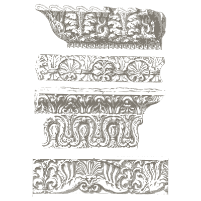Carved cornice mouldings - Trofei di Ottaviano Augusto - 1753