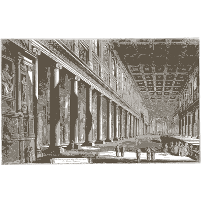 Basilica nave with a coffered ceiling - Vedute di Roma - 1778
