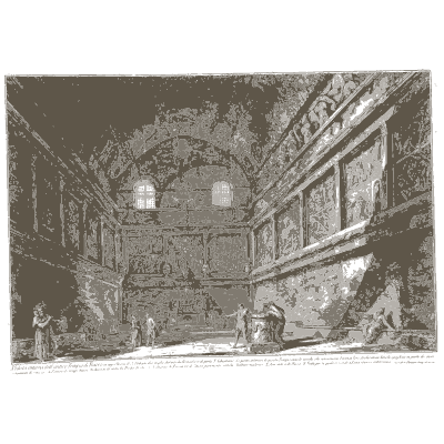 Dark interior of a ruined hall - Vedute di Roma - 1778