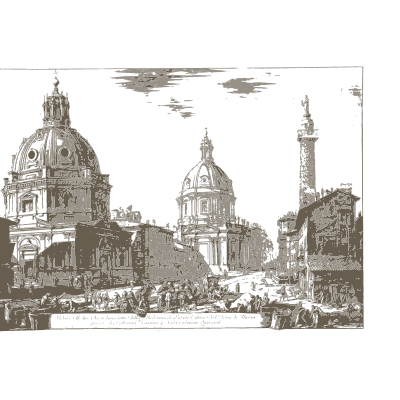 Domed churches beside a carved column - Vedute di Roma - 1778