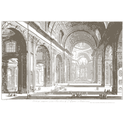Barrel vaulted church interior - Vedute di Roma - 1778