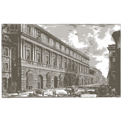 Long palace front on a street - Vedute di Roma - 1778