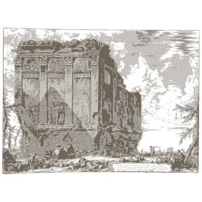Temple front above rubble - Vedute di Roma - 1778