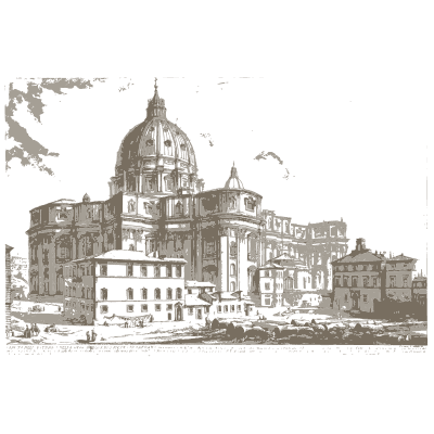 Dome behind a church apse - Vedute di Roma - 1778