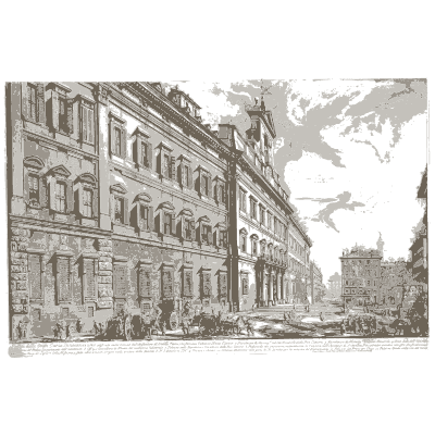 Palace front on a wide street - Vedute di Roma - 1778