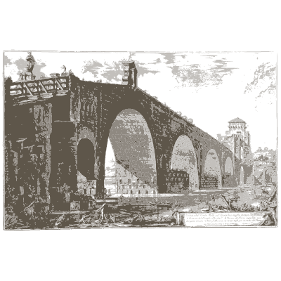 Stone bridge of low arches - Vedute di Roma - 1778
