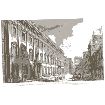 Palace front closing a street - Vedute di Roma - 1778