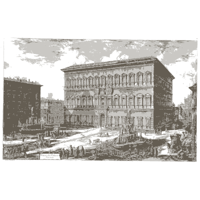 Palace block on a street corner - Vedute di Roma - 1778