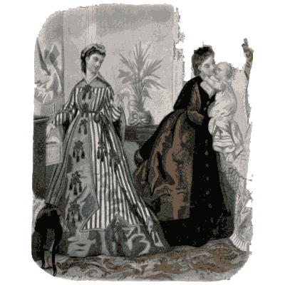 Two women in day gowns with a baby - Dame Fashion: Paris-London, 1786-1912 - 1913