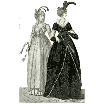 Two women in feathered headdresses - Dame Fashion: Paris-London, 1786-1912 - 1913